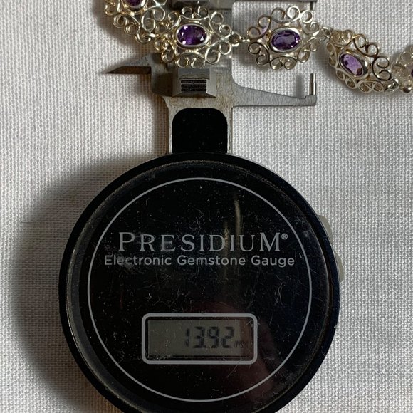 Vintage Sterling Silver 925 Amethyst Scroll Link Tennis Bracelet 7.75" Long - Picture 12 of 13